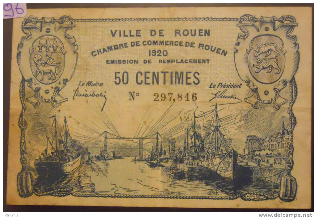 Rouen 76 Chambre De Commerce 50 Centimes TB - Chambre De Commerce
