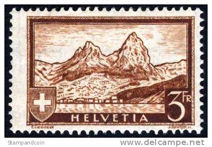 Switzerland #209 Mint Hinged 3fr Orange Brown From 1931 - Neufs