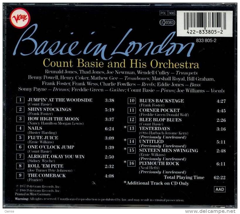 COUNT  BASIE    IN LONDON   16  TITRES - Jazz