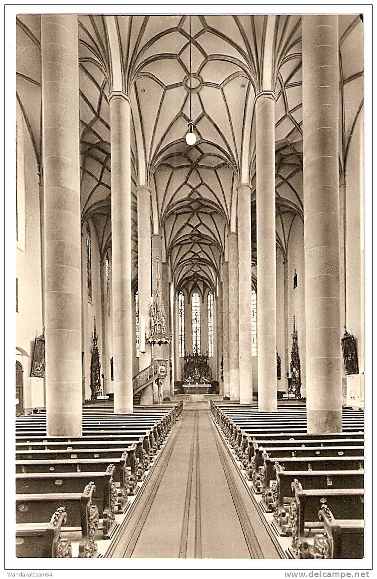 AK LAUINGEN (Donau) Stadtpfarrkirche St. Martin Innenansicht (1512-1518) Rückseite Völlig Beschrieben Mit 15.2.58 - Dillingen