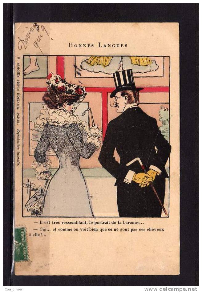 TH Illustrateur, Guillaume, Bonnes Langues, Portrait De La Baronne, Ed Simonis, 1907, Dos 1900 - Guillaume