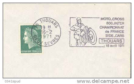 1971 France 79 Thouars  Motociclismo Motocyclisme Motorcycling  Motocross Sur Lettre - Motorfietsen