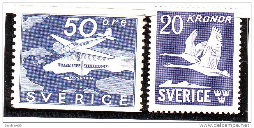 SUEDE 2 TIMBRES DE POSTE AERIENNE ...... LE 20 K .... N° 7 - Unused Stamps