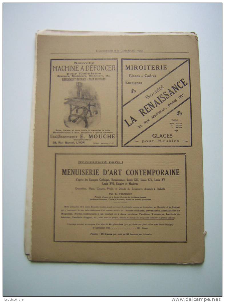 L´AMEUBLEMENT ET GARDE MEUBLE REUNIS-REVUE ARTISTIQUE ET PRATIQUE DU MEUBLE /TENTURE ET DE LA DECORATION INTERIEURE-1926 - Décoration Intérieure