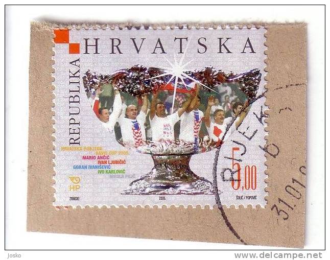 TENNIS - Croatia Davis Cup Winner 2005. ( Croatia Stamp On Paper ) * Tenis - Tennis