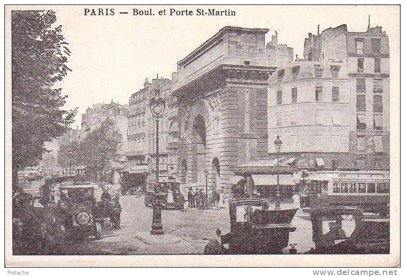 Paris 75 - Boulevard Et Porte Saint-Martin - Voitures Cars Tramway  Neuve - Voir Scan Recto Verso - District 10