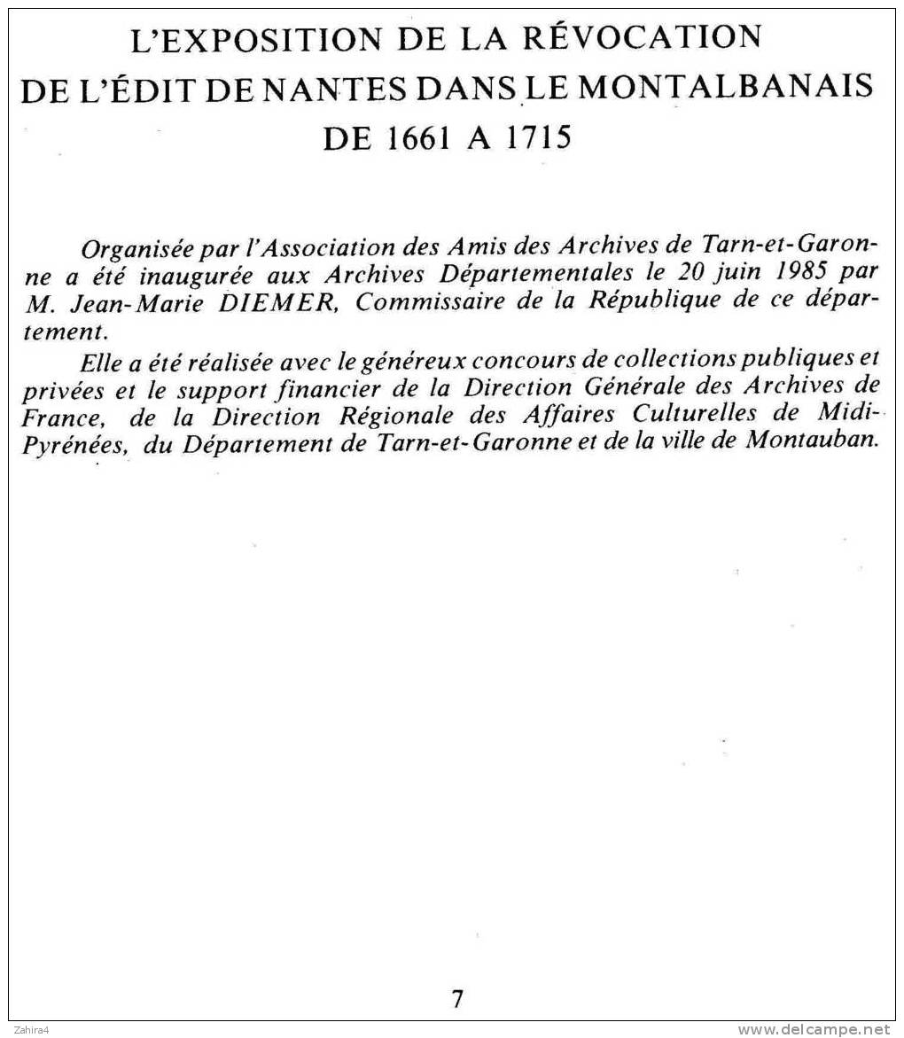La Revocation De L´edit De Nantes Dans Le Montalbanais - 1661 - 1715 - Midi-Pyrénées