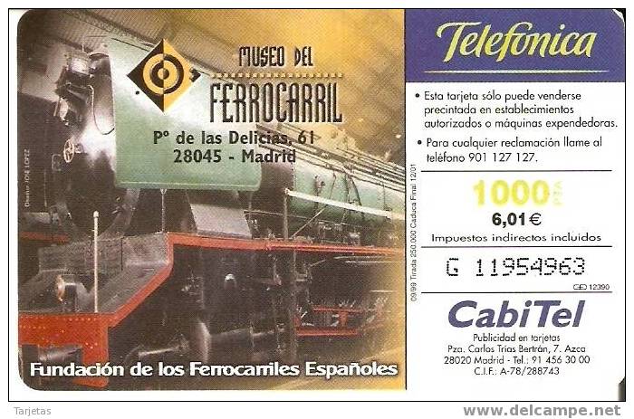 CP-168 TARJETA TREN MUSEO DEL FERROCARRIL DE TIRAJE 250000 - Commemorative Advertisment