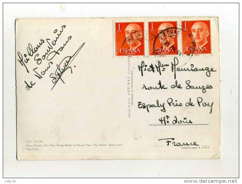 - ESPAGNE 1961/70 . AFFRANCHISSEMENT COMPOSE  SUR CP DE 1964 POUR LA FRANCE - Covers & Documents