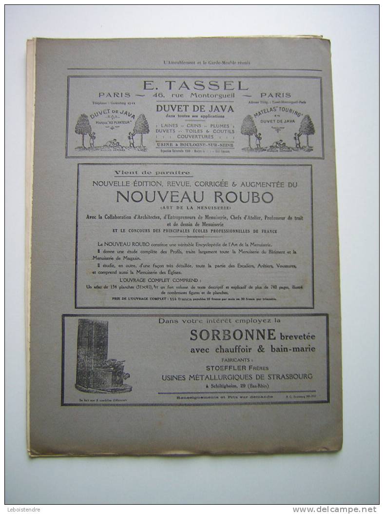 L´AMEUBLEMENT ET GARDE MEUBLE REUNIS-REVUE ARTISTIQUE ET PRATIQUE DU MEUBLE /TENTURE ET DE LA DECORATION INTERIEURE-1926 - Innendekoration