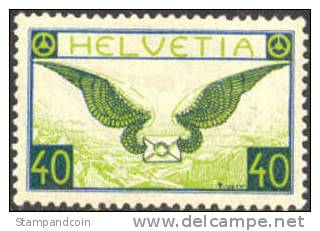 Switzerland C14 XF Mint Hinged Airmail From 1929, Expertized - Neufs