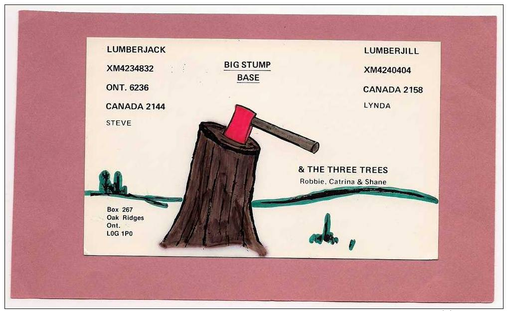 Lumberjack & Lumberjill, OAK RIDGES, ONTARIO, ON, CANADA, CB-QSL CARD Carte Citizen Band, Amateur Radio Postcard - CB