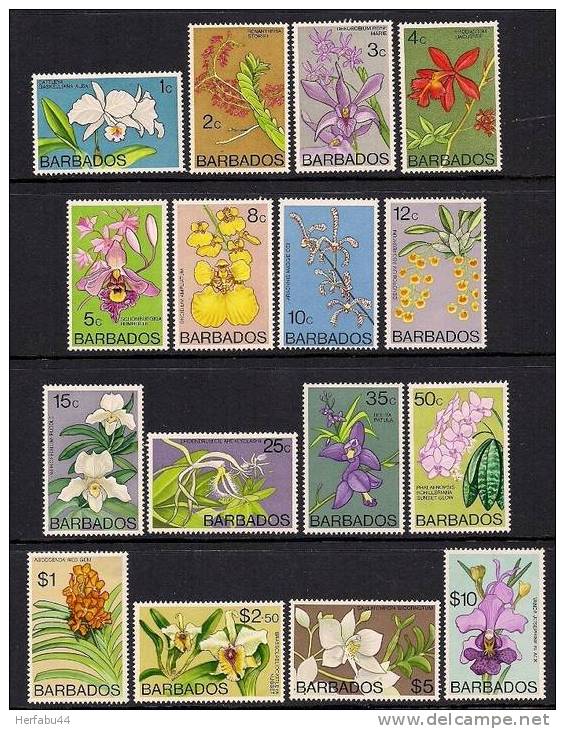 Barbados    Flowers     Stamps SC# 396-411 Mint   SCV$ 38.45 - Barbados (1966-...)