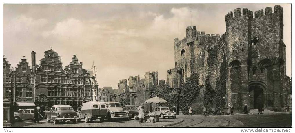 GENT : GAND :  ´s Gravensteen En St. Veerleplein :  ( Formaat 9 X 21 Cm ) - Cars-VW - Gent