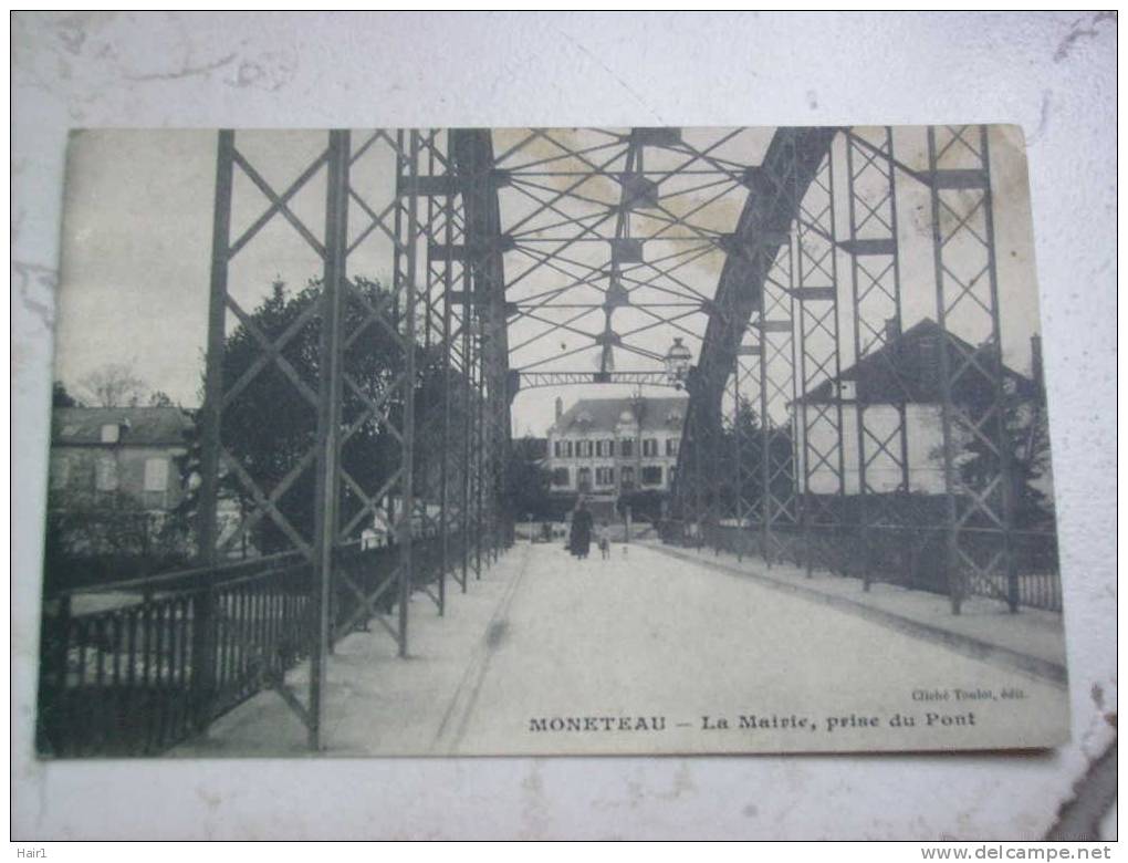 VDS CPA MONETEAU LA MAIRIE PRISE DU PONT BELLE ANIMATION CARTE RARE - Moneteau