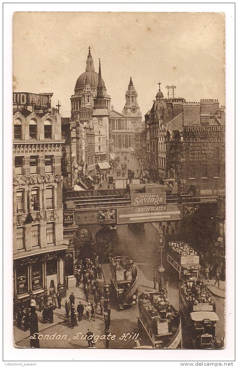 Cp , ANGLETERRE , LONDON , Eudgate Hill , Voyagée 1924 - Otros & Sin Clasificación