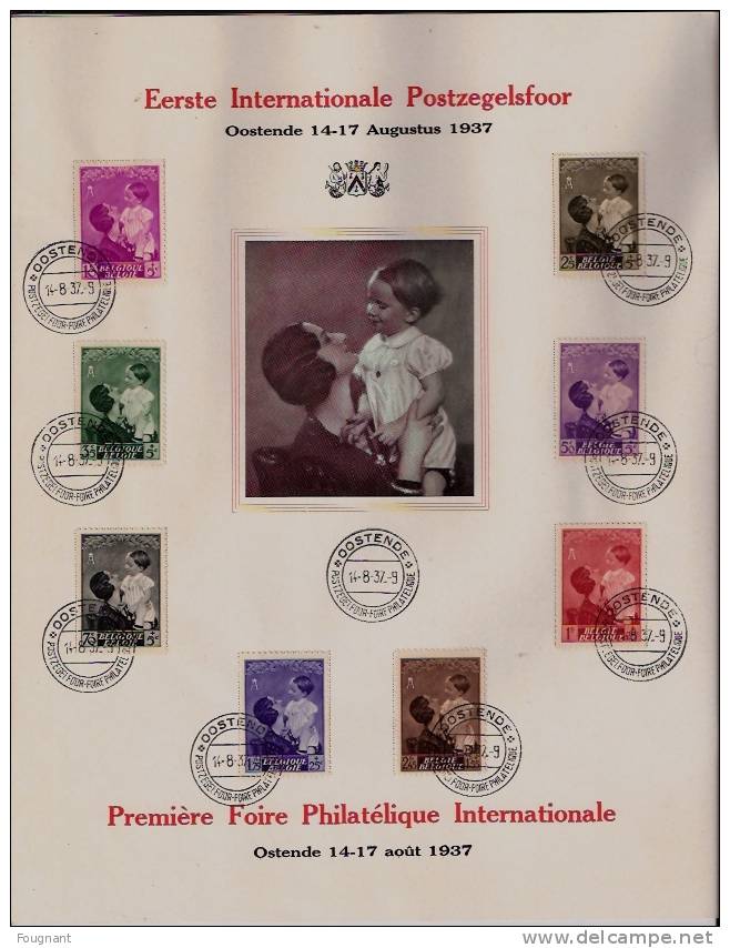 BELGIQUE : :1937:Série 447/54 Feuillet Souvenir.Reine Astrid Et Prince Baudouin.27,5/22 Cm. - Feuilles Complètes & Feuillets