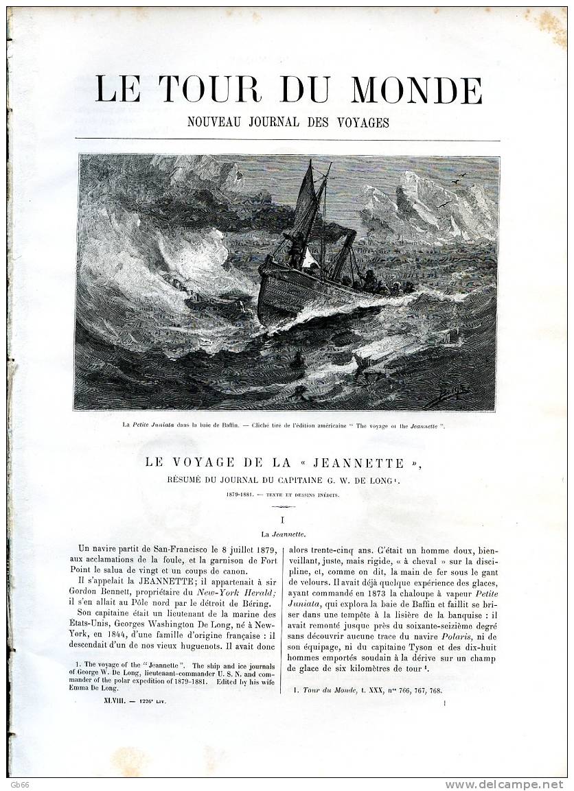 LE VOYAGE DE LA «JEANNETTE»,,  Récit De Voyage, 32 Pages, 30 Gravures + 1 Carte,  1884 - Collections