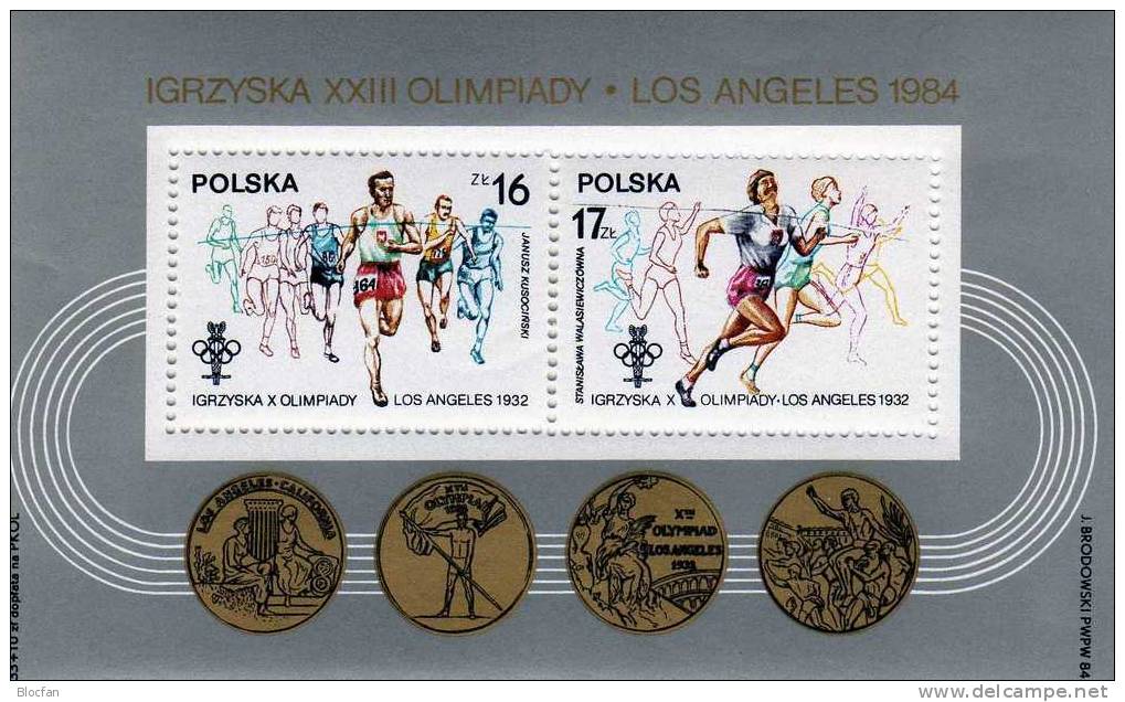 Sommer-Olympiade Los Angeles 1984 Lauf/Sprint Polen Block 94 ** 3€ - Blocs & Hojas