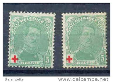 Belgie - Belgique Ocb Nr : 129 Beide Types Sans Gomme  (zie Scan) - 1914-1915 Red Cross