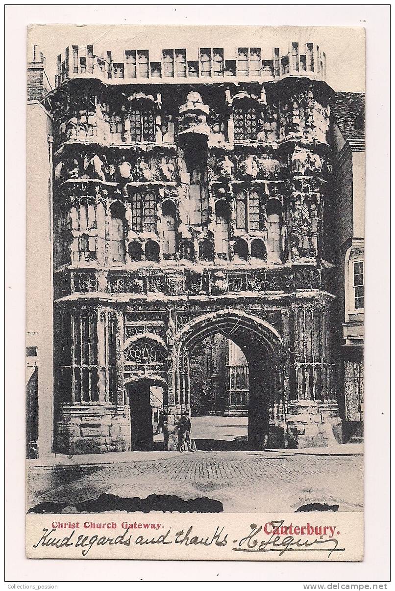 Cp , ANGLETERRE , CANTERBURY , Christ Church Gateway , Voyagée 1906 - Canterbury