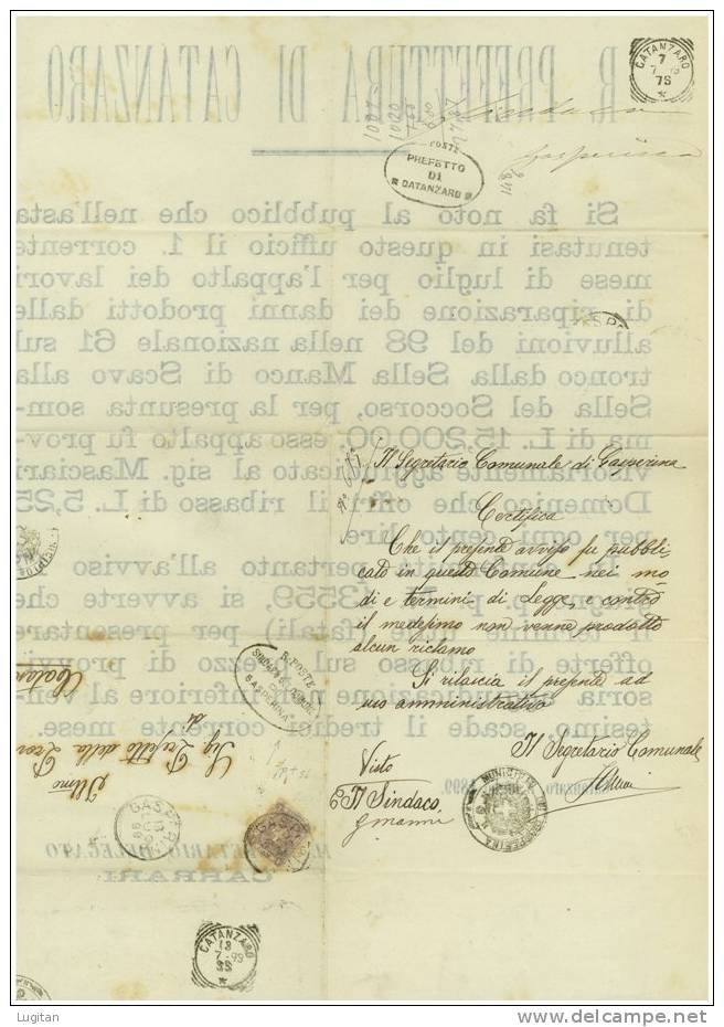 Italia Regno - Locandina Comune Di Catanzaro -  Lettera Da Comune Di Gasparina A Catanzaro - Musica - Maximumkarten (MC)