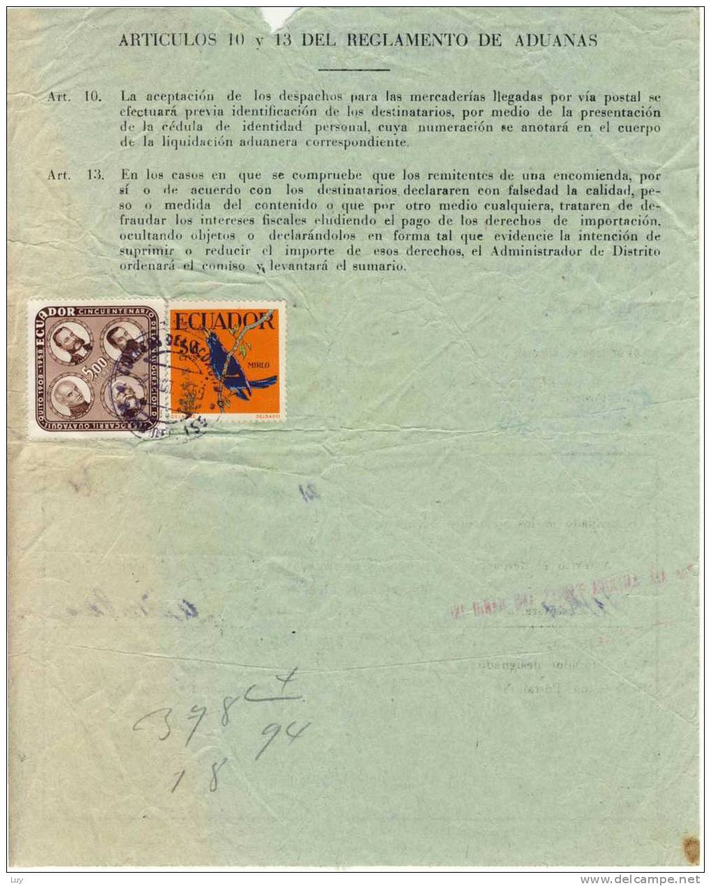 ECUADOR - Okt. 1959, On Postal Order Form For Intern. Telephone, Prebooked Jan 1960 - Autres & Non Classés