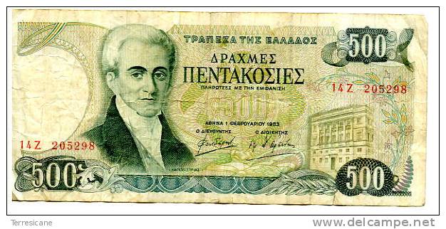 X CIRCOLATA BANCONOTA GRECIA GRECEE 500 DRACHMAI - Greece