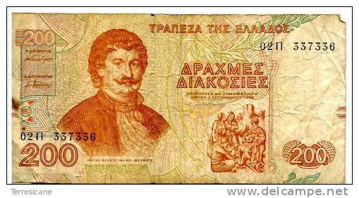 X CIRCOLATA BANCONOTA GRECIA GRECEE 200 DRACHMAI - Griechenland