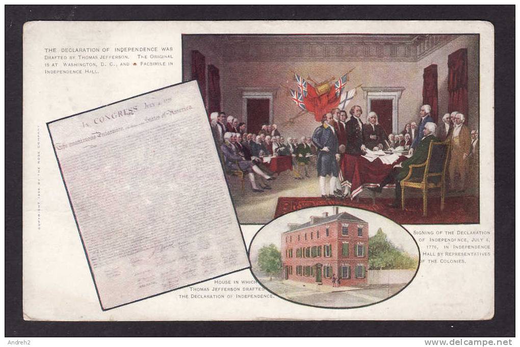 POLITIQUE - POSTMARKED 1912 WITH A 1 CENT STAMP - THE DECLARATION OF INDEPENDENCE BY THOMAS JEFFERSON - Partiti Politici & Elezioni