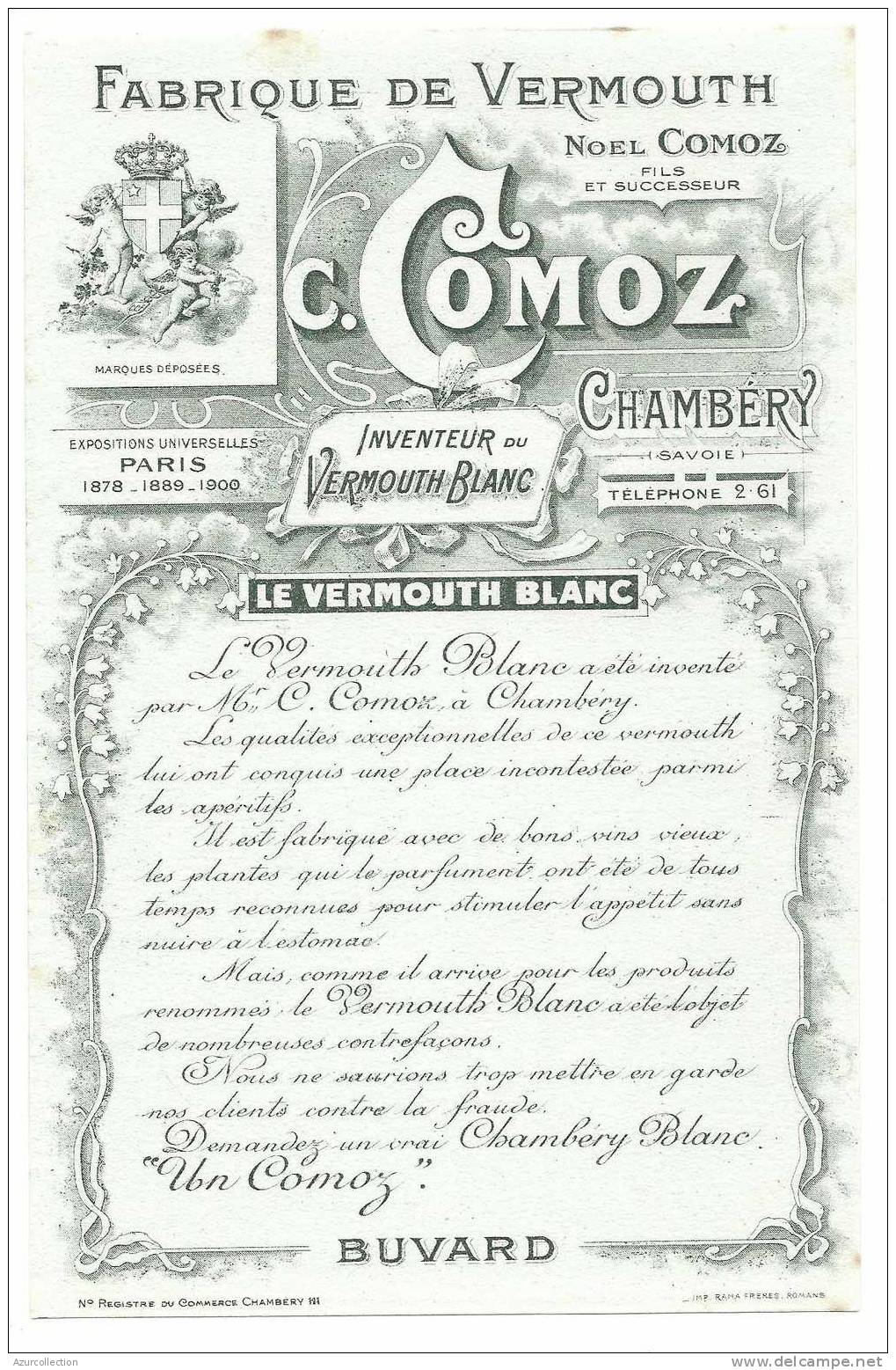 VERMOUTH COMOZ .  CHAMBERY - Liquor & Beer