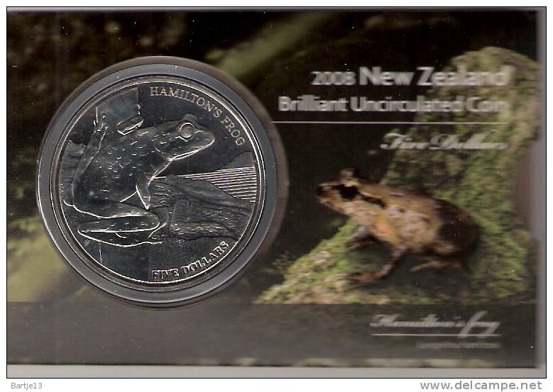 NIEUW ZEELAND 5 DOLLARS 2008 HAMILTON´S FROG KIKKER VERY SCARCE COIN - New Zealand