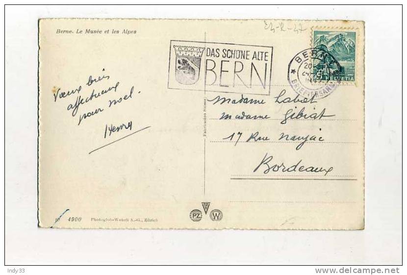 - SUISSE 1940/49 . AFFRANCHISSEMENT SIMPLE  SUR CP DE 1947  POUR LA FRANCE - Covers & Documents