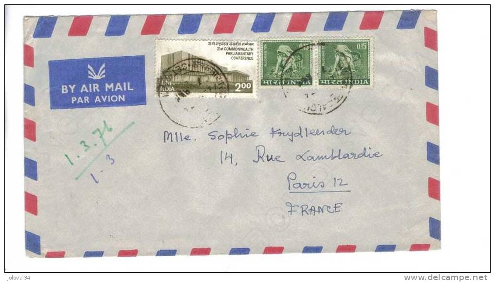 Inde India - Lettre 1/03/1976 - Calcutta Paris - By Air Mail - Lettres & Documents