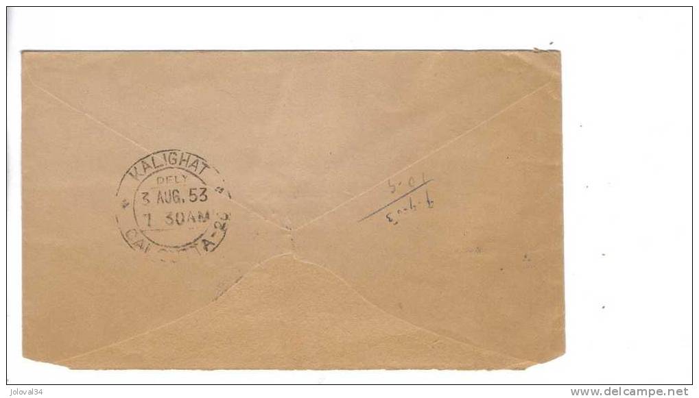 Inde India - Lettre 03/08/1953 - Calcutta Paris - Briefe U. Dokumente