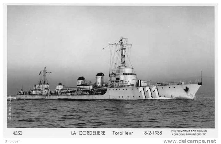 Torpilleur LA CORDELIERE De La Marine Nationale Carte Photo Marius Bar Réf. 04350 - Guerra