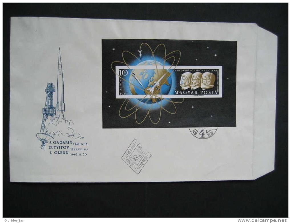 Ungan 1962, Weltraumflüge Von Jurij Gagarin, German S. Titow, John Glenn Block Mi 33A FDC - Europe