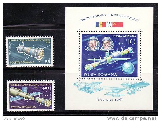 Romania Rumanien 1981, Mi 3792-3793 Bl. 180, Romanian - Russian Space Cooperation --- MNH ** - Europe