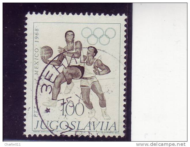 BASKETBALL-1 DIN-POSTMARK-ZENICA-OLYMPIC GAMES-MEXICO-1968-BOSNIA-YUGOSLAVIA - Used Stamps