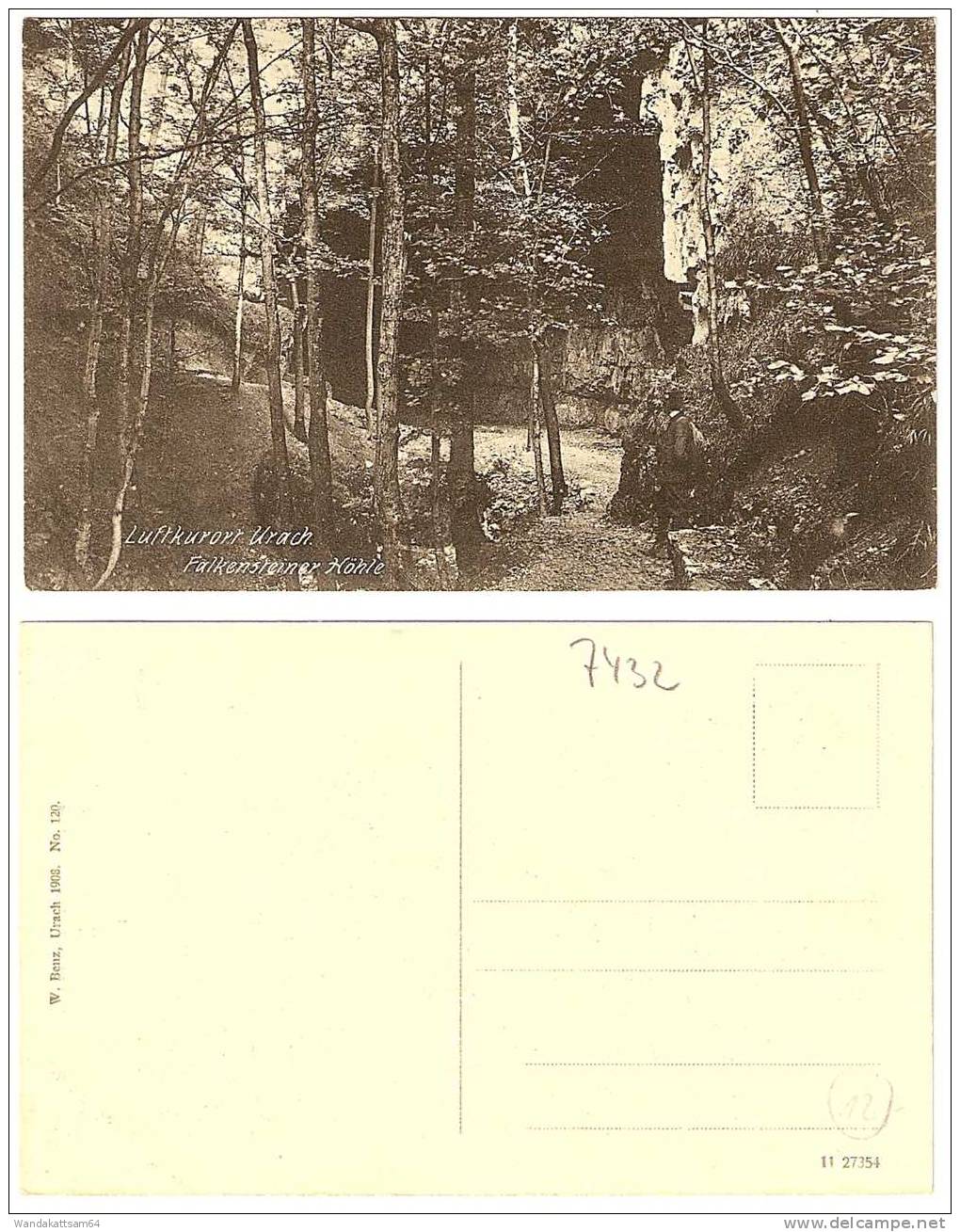 AK Luftkurort Urach. Falkensteiner Höhle W. Benz, Urach 1908. No. 120. - Bad Urach