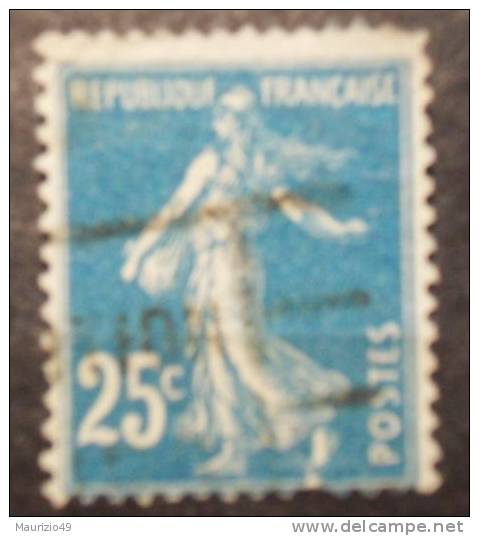 FRANCIA 1907 Nr 140 - 25 C. Azzurro - Seminatrice Su Fondo Unito Azzurro Chiaro - Gebruikt