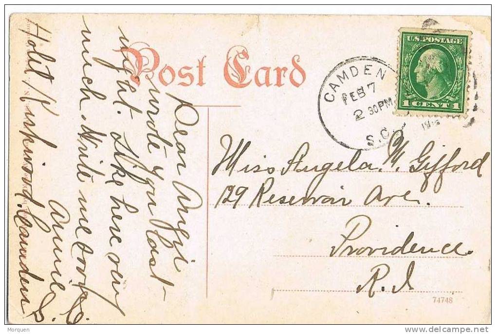 1032. Postal CAMDEN (South Carolina) 1915 - Storia Postale
