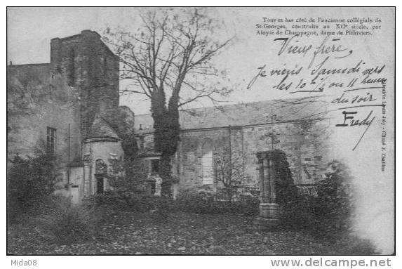 45. PITHIVIERS. TOUR ET BAS COTE DE L'ANCIENNE COLLEGIALE DE SAINT GEORGES.par ALOYSE DE CHAMPAGNE, Dame De PITHIVIERS - Pithiviers