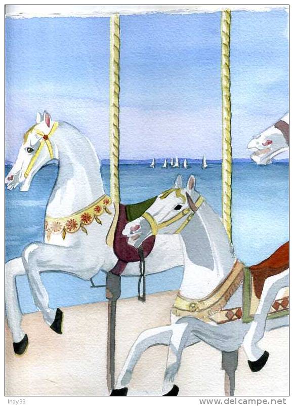 - MANEGE AU BASSIN D'ARCACHON ? . AQUARELLE SIGNEE AUDOS - Aquarelles