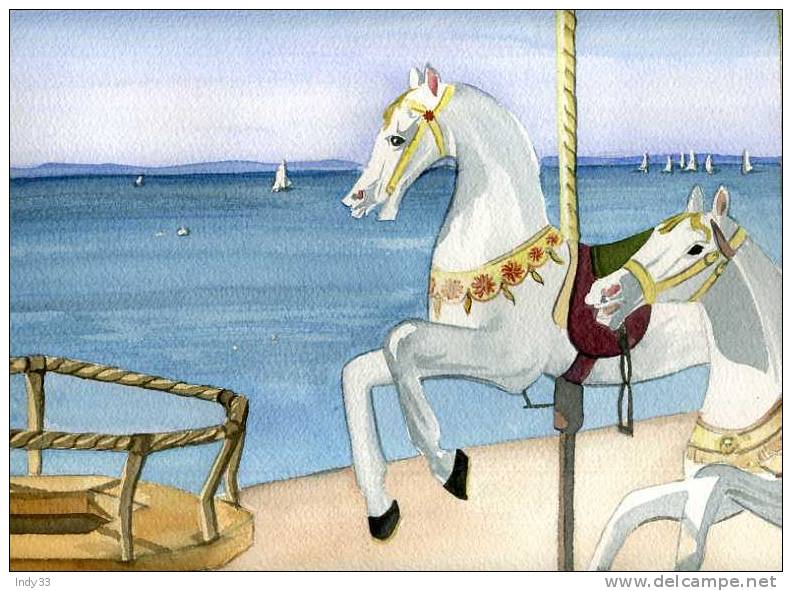 - MANEGE AU BASSIN D'ARCACHON ? . AQUARELLE SIGNEE AUDOS - Aquarelles