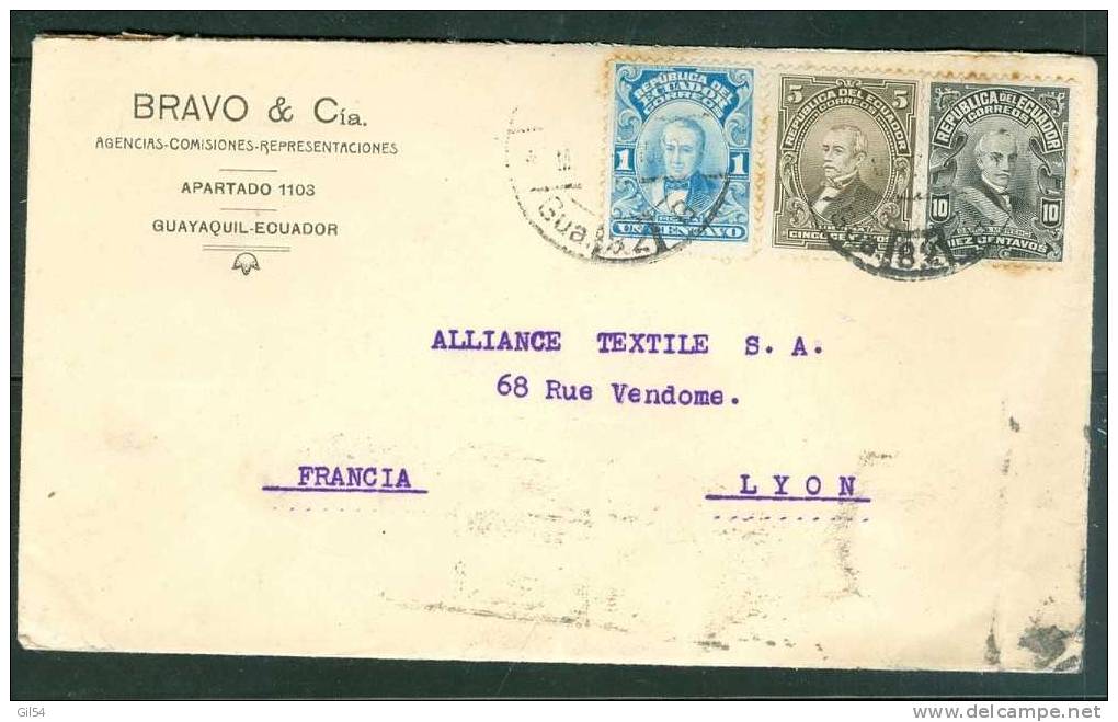 Lettre De L'équateur  Pour La France En 1923 - Ac0231 - Ecuador