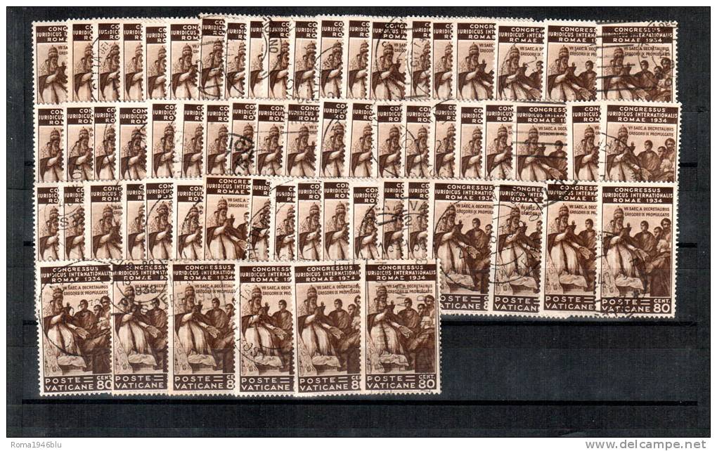 VATICANO 1935 GIURIDICO  80 CENTESIMI LOTTO 65 VALORI USATI PERFETTO OTTIMO STATO - Used Stamps