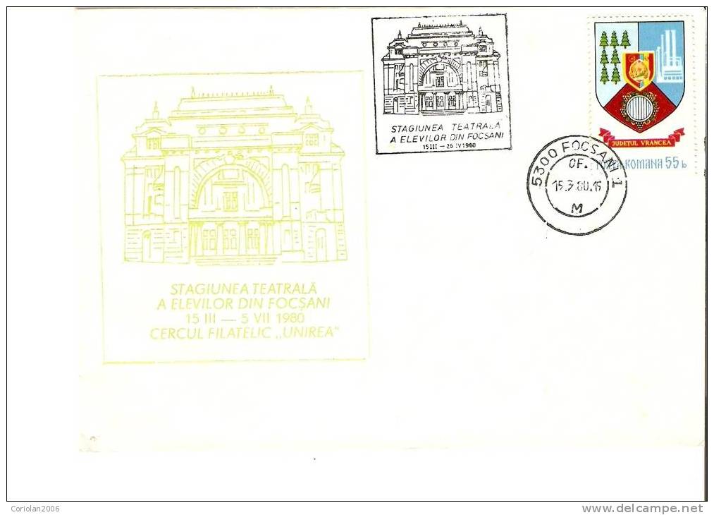 Romania / Special Cover With Special Cancellation / Foscani - Théâtre