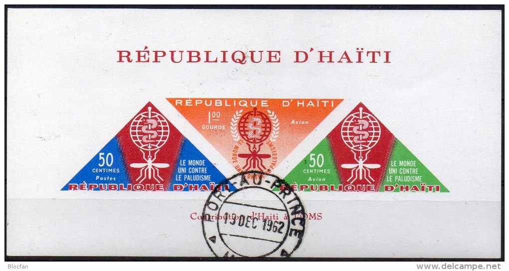Dreieckmarken Kampf Gegen Malaria Haiti Block 23 O 2€ WHO-Emblem - OMS