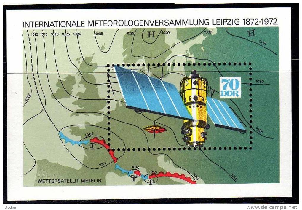 Meteorologie DDR 3xBlocks 34 Bis 36 ** 3€ Wetterkarte Wolkenbild Wetter-Satellit Bloque Bloc M/s Space Sheets Bf Germany - Clima & Meteorología